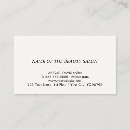 Minimalist Elegant Warm White Black Bold Beauty 名刺 (裏面)