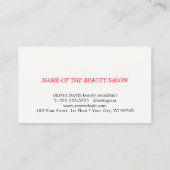 Minimalist Elegant Warm White Red Bold Beauty 名刺 (裏面)