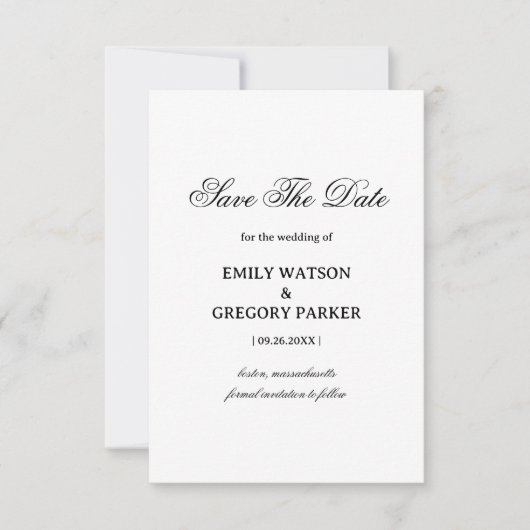 Minimalist Elegant Wedding Design セーブザデート (正面)