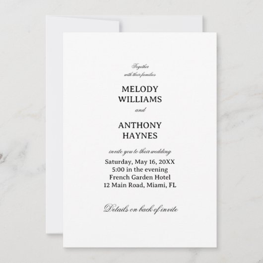 Minimalist Elegant Wedding Design 招待状 (正面)