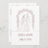 Minimalist Elegant Wedding Invitation 招待状 (正面/裏面)