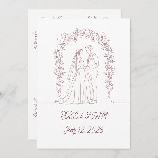 Minimalist Elegant Wedding Invitation 招待状 (正面/裏面)