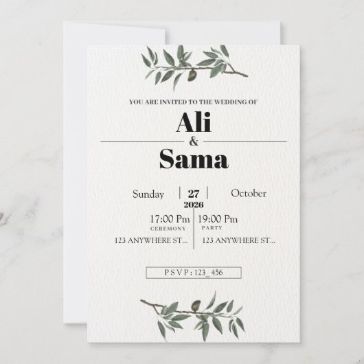  Minimalist Elegant Wedding Invitation | Modern シーズンカード (正面)