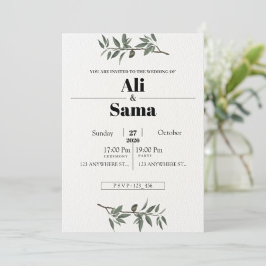  Minimalist Elegant Wedding Invitation | Modern シーズンカード (スタンド正面)