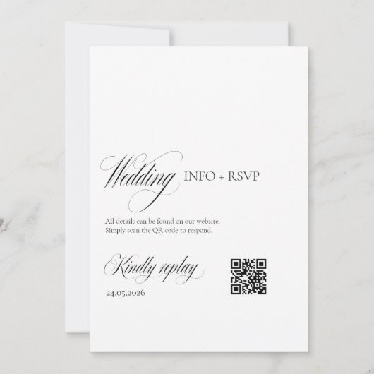 Minimalist Elegant Wedding Invitation with QR Code 招待状 (裏面)