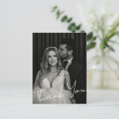 Minimalist Elegant Wedding Photo Custom Thank You ポストカード (スタンド正面)