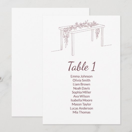 Minimalist Elegant Wedding Seating Chart Cards プログラム (正面/裏面)