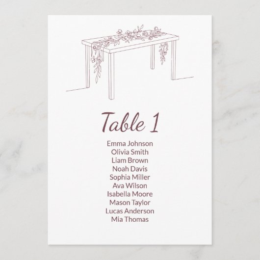 Minimalist Elegant Wedding Seating Chart Cards プログラム (正面)