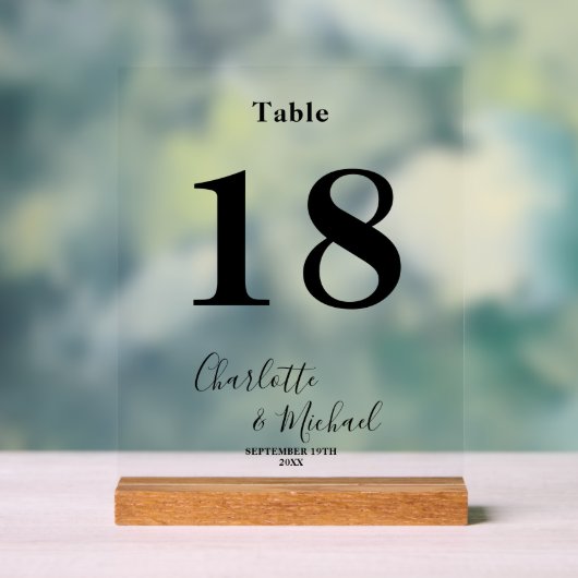 Minimalist Elegant Wedding Table Number アクリルサイン (ニュートラル)