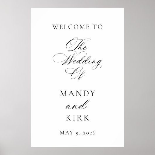 Minimalist Elegant Wedding Welcome Sign | Modern ポスター (正面)