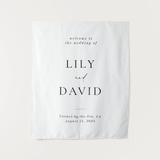 Minimalist Elegant Welcome Wedding タペストリー (正面)