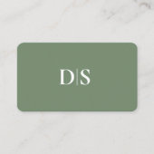 Minimalist Elegant White on Muted Green Initials 名刺 (正面)