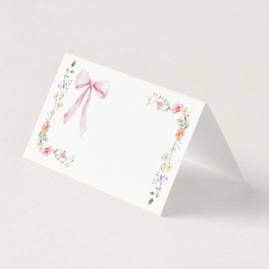 Minimalist elegant wildflower Bow place card (正面)
