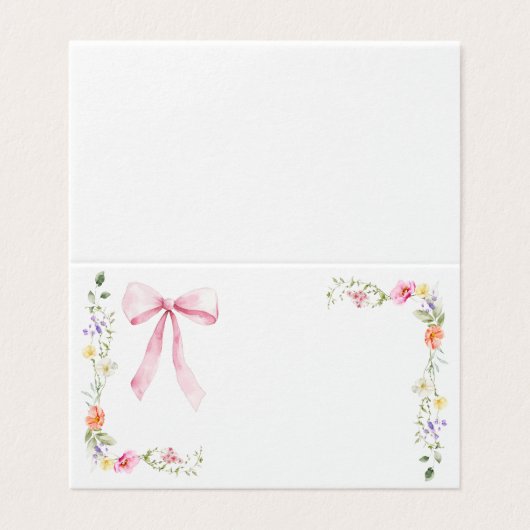 Minimalist elegant wildflower Bow place card (外部フラット)