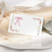 Minimalist elegant wildflower Bow place card