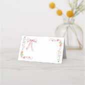 Minimalist elegant wildflower Bow place card プレイスカード (正面)