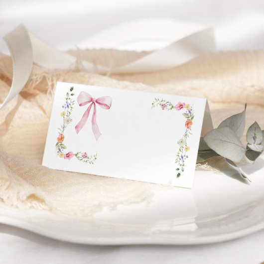 Minimalist elegant wildflower Bow place card プレイスカード