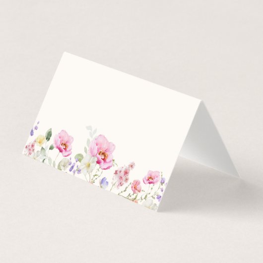 Minimalist elegant wildflowers wedding place card (正面)