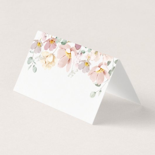 Minimalist elegant wildflowers wedding place cards (正面)