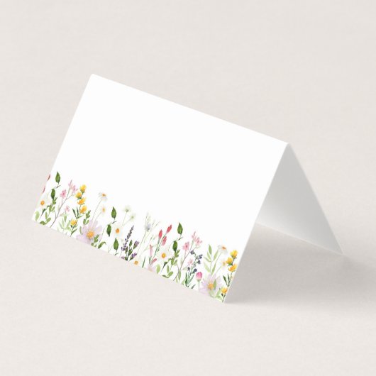 Minimalist elegant wildflowers wedding place cards (正面)