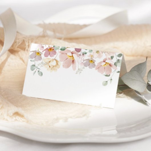 Minimalist elegant wildflowers wedding place cards