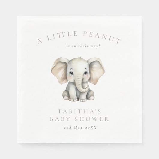Minimalist Elephant Little Peanut Baby Shower スタンダードランチョンナプキン (正面)
