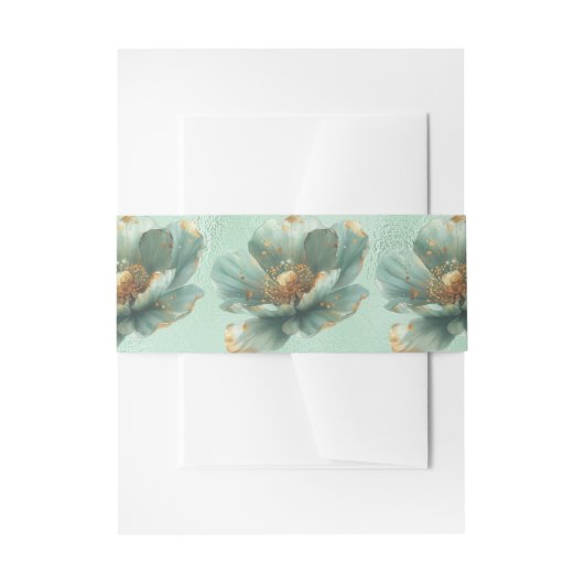 Minimalist Emerald and Gold Wedding  Invitation  招待状ベリーバンド (正面例)