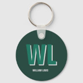 Minimalist Emerald Green Personalized Monogram キーホルダー (裏面)