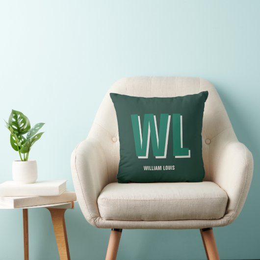 Minimalist Emerald Green Personalized Monogram  クッション (椅子)