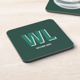 Minimalist Emerald Green Personalized Monogram  コースター