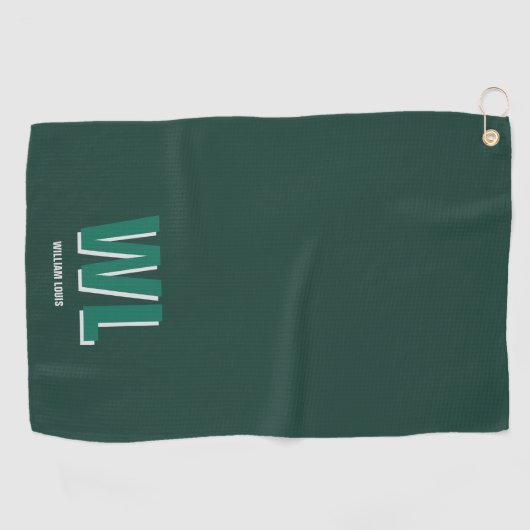 Minimalist Emerald Green Personalized Monogram  ゴルフタオル (横)