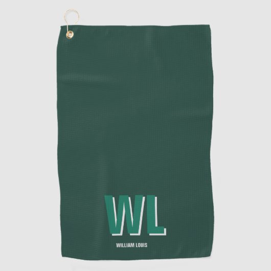Minimalist Emerald Green Personalized Monogram  ゴルフタオル (正面)