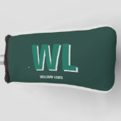 Minimalist Emerald Green Personalized Monogram  ゴルフヘッドカバー (正面)