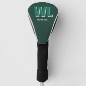 Minimalist Emerald Green Personalized Monogram ゴルフヘッドカバー (正面)