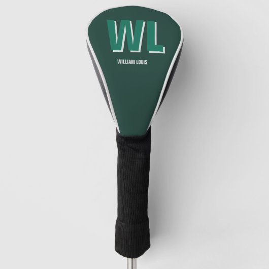 Minimalist Emerald Green Personalized Monogram  ゴルフヘッドカバー (正面)