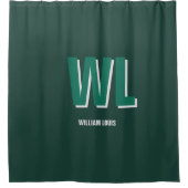 Minimalist Emerald Green Personalized Monogram シャワーカーテン (正面)