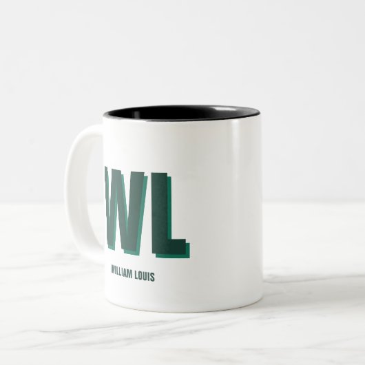 Minimalist Emerald Green Personalized Monogram  ツートーンマグカップ (正面左)