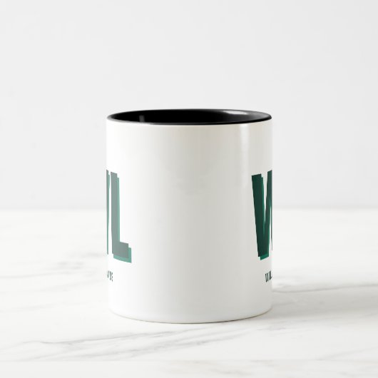 Minimalist Emerald Green Personalized Monogram ツートーンマグカップ (中央)