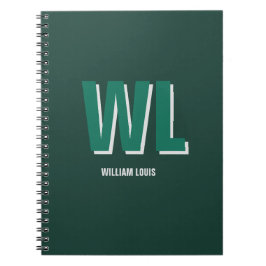 Minimalist Emerald Green Personalized Monogram  ノートブック