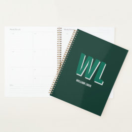 Minimalist Emerald Green Personalized Monogram  プランナー手帳