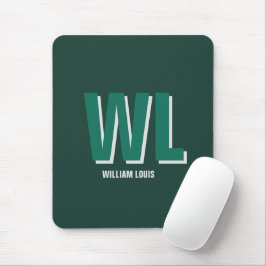 Minimalist Emerald Green Personalized Monogram  マウスパッド