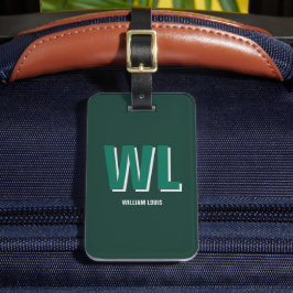 Minimalist Emerald Green Personalized Monogram  ラゲッジタグ