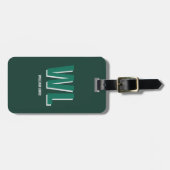 Minimalist Emerald Green Personalized Monogram ラゲッジタグ (正面横)