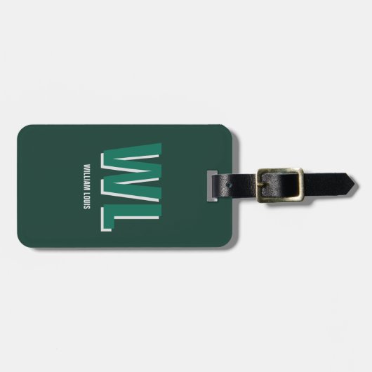 Minimalist Emerald Green Personalized Monogram  ラゲッジタグ (正面横)