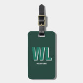 Minimalist Emerald Green Personalized Monogram ラゲッジタグ (正面縦)