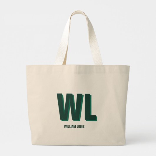 Minimalist Emerald Green Personalized Monogram  ラージトートバッグ (裏面)
