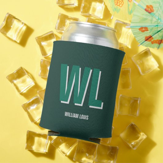 Minimalist Emerald Green Personalized Monogram 缶クーラー (インサイチュ 夏)