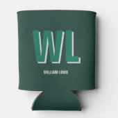 Minimalist Emerald Green Personalized Monogram 缶クーラー (裏面)