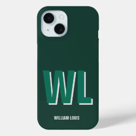 Minimalist Emerald Green Personalized Monogram  iPhone 15ケース
