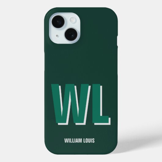 Minimalist Emerald Green Personalized Monogram Case-Mate iPhoneケース (裏面)